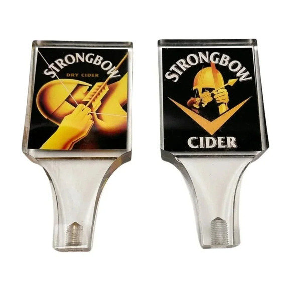 Strong  Bow Cider & Dry Cider Lot 2 Acrylic Tap Handle Pull Breweriana - Picture 1 of 6